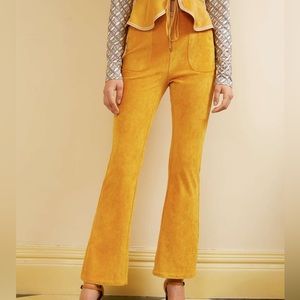 Honey Colored Suede Flared Pants